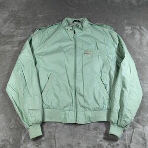 Vintage Members Only Jacket Mens 44 Large Green Made in Hong Kong Bomber Racing